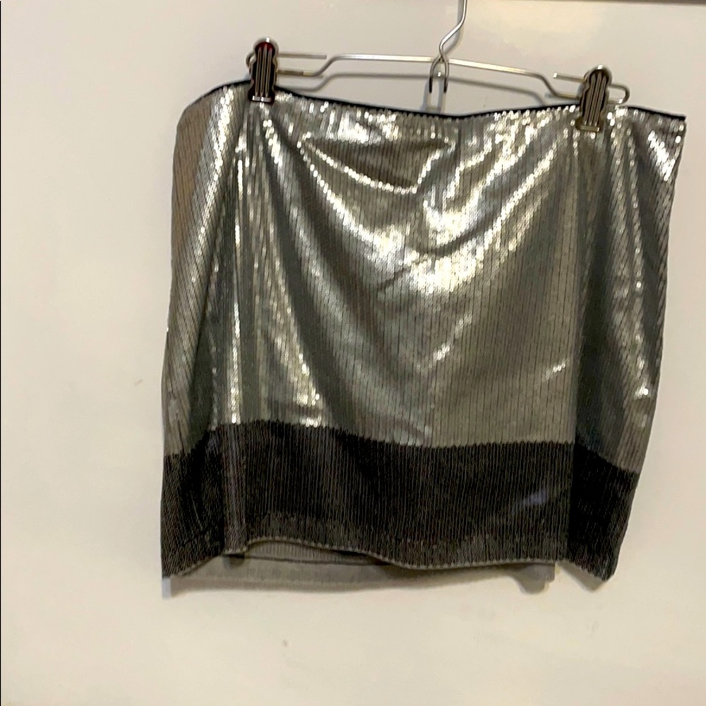 Tutone silver sequence mini skirt